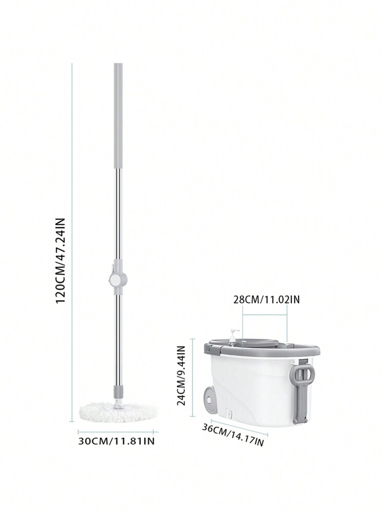 Spin Mop And Bucket System With Wringer For Floor Cleaning, Floor Mop Bucket With Stainless Steel Handle, Mop With Spin Bucket And 3 Microfiber Mop Heads - 彩色 - 查看 2