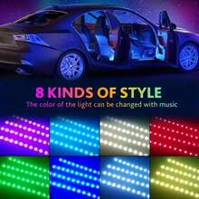 Car LED Lights Smart Interior Lights With App Control 72 LED 16 Million Colors With APP And Remote Control Music Sync Color Change RGB For LED Lighting Kits For Car With Car Charger DC 12V Car Accessories Car Must Haves Accesorios Para El Carro Car Decor