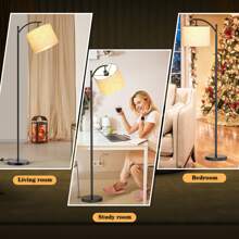 Arched Floor Lamp With Remote Control And Bulb Included - 黑色 - 查看 9