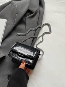 Mini Metal Chain Fashion New Crossbody Bag - Black - View 5