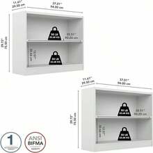 Bush Furniture Universal 2 Shelf Bookcase Set Of 2 In Pure White - 白色 - 查看 4