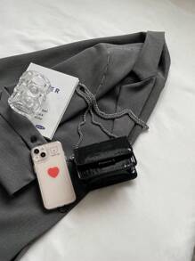 Mini Metal Chain Fashion New Crossbody Bag - Black - View 4