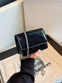Mini Metal Chain Fashion New Crossbody Bag - Black - View 1