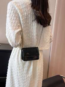 Mini Metal Chain Fashion New Crossbody Bag - Black - View 2