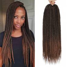 3 Packs Box Braids Crochet Hair Crochet Box Braids Pre-Looped Synthetic Hair Crotchet Box Braids Hair 14/24 Inch - Brown Ombre - View 1