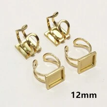2pcs/Lot Square Rectangle Stainless Steel Thick Adjustable Ring Settings Blank Base Fit 12/20/25mm 18x25mm Cabochon DIY Findings
