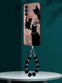 Compatible With Iphone 16 1pc Black TPU Anti-Fall Phone Case With Cat & Faux Pearl Pattern + 1pc Black Fluffy Ball Bracelet, Compatible With IPhone/Matching/Support Phone Case/Interesting/Android/Compatible With Samsung/Mi/Compatible With Oppo, Compatible With IPhone 15 PRO MAX/Compatible With Samsung A14/A54/A52/A31 4G/A23, Compatible With Redmi Note 8 Pro, Compatible With Redmi Note 11 Pro 4G, Compatible With Redmi Note 12 4G, Compatible With OPPO A54 - Multicolor - View 4
