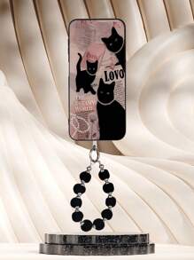 Compatible With Iphone 16 1pc Black TPU Anti-Fall Phone Case With Cat & Faux Pearl Pattern + 1pc Black Fluffy Ball Bracelet, Compatible With IPhone/Matching/Support Phone Case/Interesting/Android/Compatible With Samsung/Mi/Compatible With Oppo, Compatible With IPhone 15 PRO MAX/Compatible With Samsung A14/A54/A52/A31 4G/A23, Compatible With Redmi Note 8 Pro, Compatible With Redmi Note 11 Pro 4G, Compatible With Redmi Note 12 4G, Compatible With OPPO A54 - Multicolor - View 5