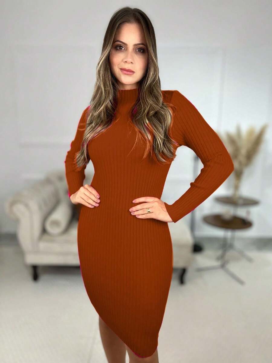 Women Sweater Dresses - Đất nung - Xem 1