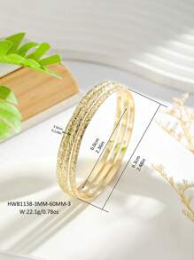 3入或5入組夏威夷設計雞蛋花手鍊套裝，14k鍍金銅手鐲 - 金色 - 查看 16