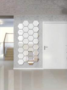 1入組12入組六角形亞克力鏡牆貼，DIY家居裝飾鏡貼，3D防水自粘牆貼，浴室用軟鏡牆貼，PET防水自粘壁飾 - 彩色 - 查看 9