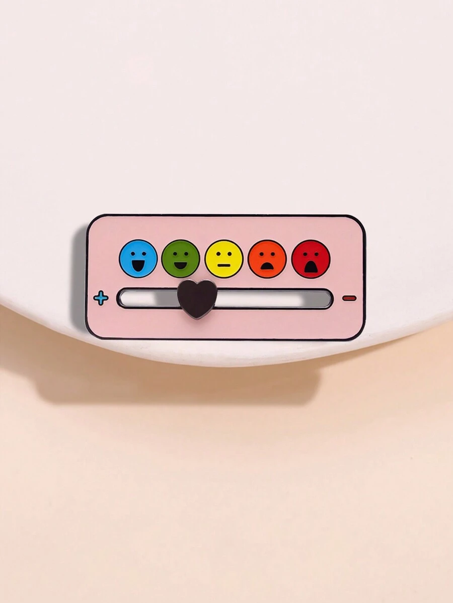 1pc Cute Mood Sliding Switch Metal Brooch, Creative Glow Enamel Badge For Men And Women Daily Wear