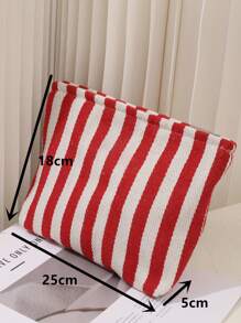 Personalized Striped Canvas Makeup Bag, Custom Name Embroidered Cosmetic Bag, Travel Toiletry Pouch, Bridesmaid Gift, Gift For Her Back To School - Multicolor - View 6
