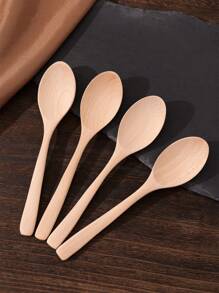 4 STÜCK unbehandelte Holzhonig-Löffel für Tee, 19cm Holzlöffel zum Essen, Buchenholz-Tafellöffel für Speisen, Dessert, Milch, Kaffee und Suppe, kleine hölzerne Servierbestecke als Weihnachtsgeschenk - Aprikosenfarben - Übersicht 5