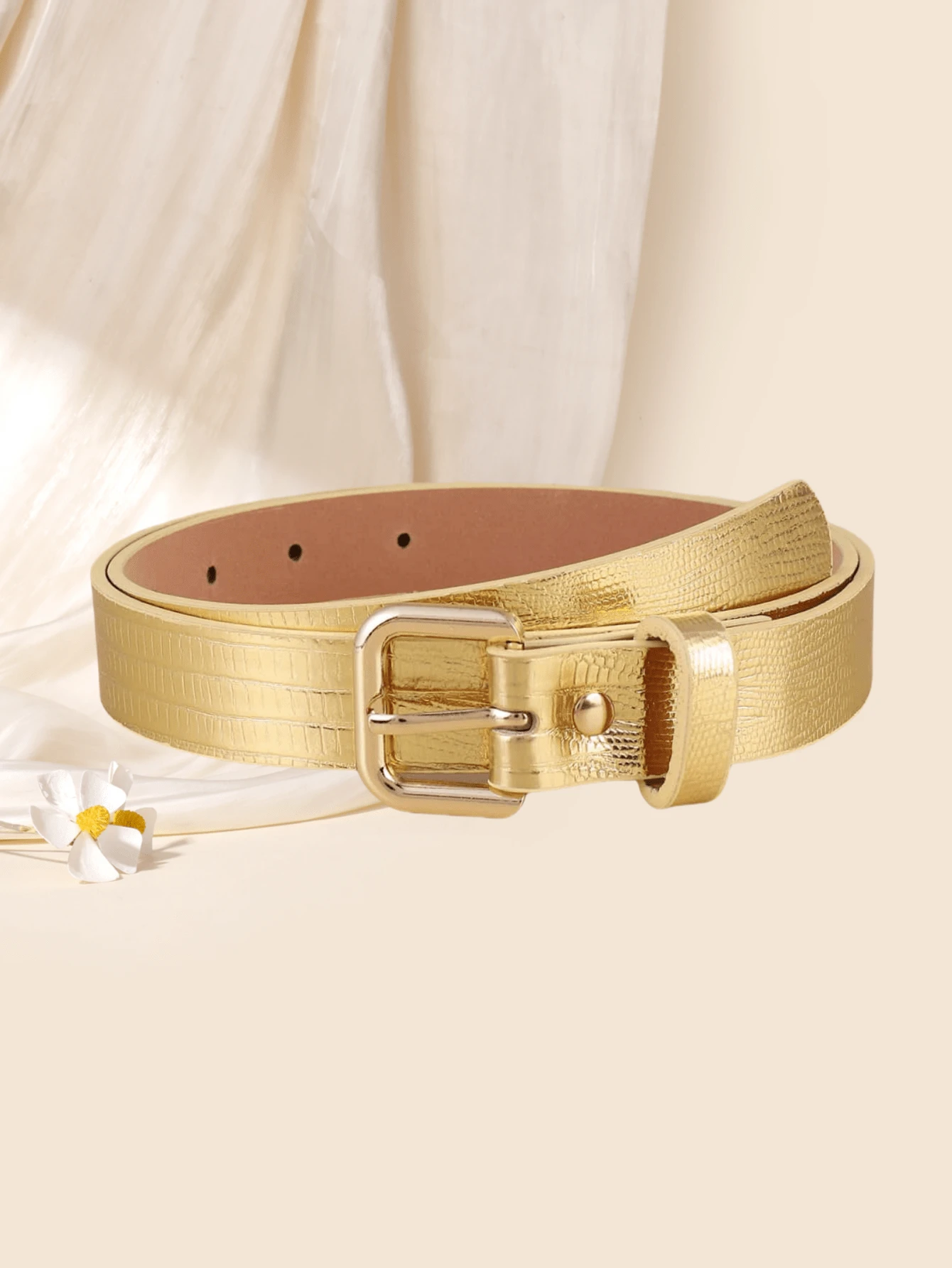 Cinturón de mujer con hebilla cuadrada, cinturón de cintura de moda versátil y sencillo (patrón aleatorio) para verano, escuela, otoño, Halloween