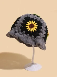One Fashionable Crochet Hat With 3D Sunflower Flower Embellishment