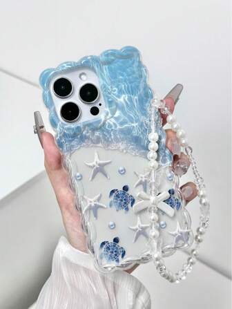 Funda de teléfono con accesorio de cadena, estampado de onda de borde retorcido de lino con efecto de aceite y dije de mariposa, nueva, compatible con iPhone 15, iPhone 14, funda de teléfono creativa antideslizante de colores caramelo, se puede pintar, compatible con iPhone 15 Pro Max, Apple 13, funda de teléfono 14, Apple 11, funda blanda P12 resistente a golpes, a prueba de agua y arañazos