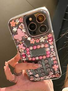 1pc Junk Y2K Cute Punk Phone Case Compatible With Iphone 16 15 14 13 12 11 Pro Max Plus Soft Silicone Back Cover - Pink - View 6