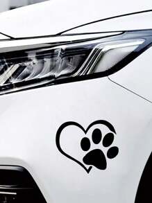 1pc Creative Heart And Footprint Design Car Decal - Black - View 4
