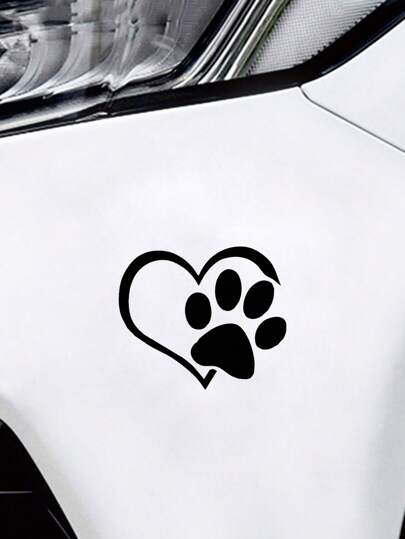 ملصق سيارة ذو تصميم إبداعي لقلب وآثار قدم  قطعة واحدة