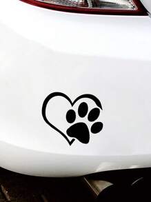 1pc Creative Heart And Footprint Design Car Decal - Black - View 2