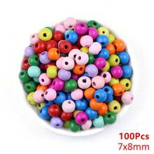 6-300 pezzi di colorate perline rotonde di legno, 4-25mm, dipinte, accessori per gioielli fai-da-te e artigianato
