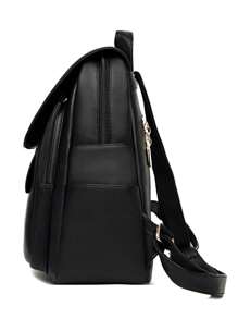 Luxury Soft Leather Female Backpacks Purses Women's 2024 Bagpack Rucksack Ladies S Large Capacity, School Backpack - Black - View 5