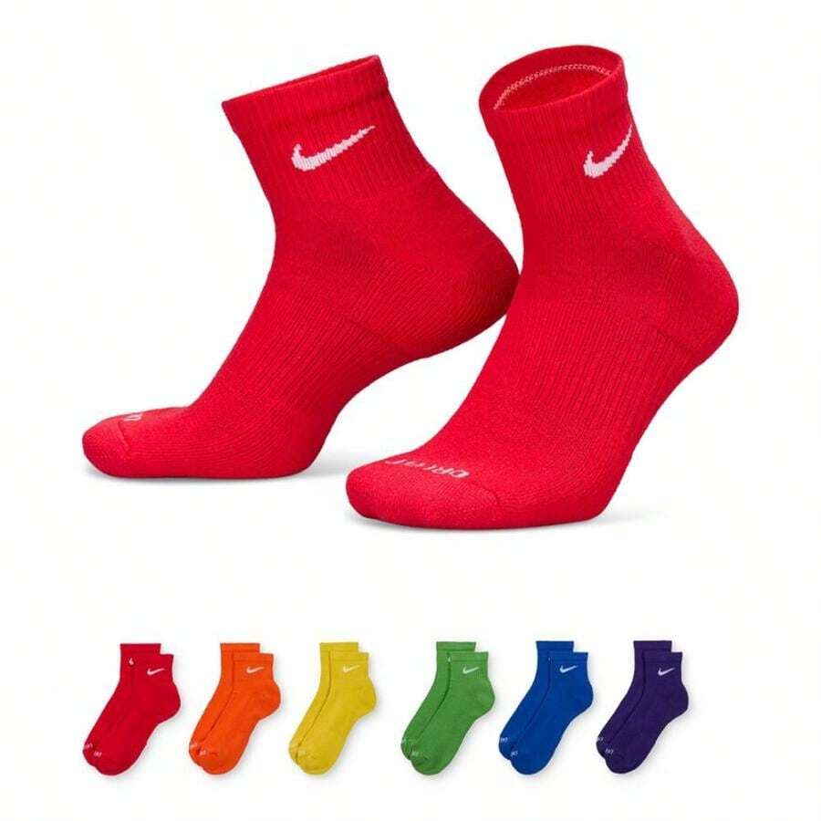 Nike Unisex 6-Pk. Dri-FIT Quarter Socks - MULTI RED - View 1