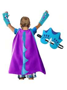 1pc Kids Dinosaur Cloak With Mask, Dragon Wing Cape, Suitable For Halloween Cosplay And Christmas Costume, Ideal Dinosaur Themed Gift For Boys And Girls - Multicolor - View 9