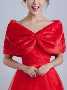 1 件女士串珠毛绒斗篷披肩上衣，适合婚礼、派对、摄影拍摄，保暖毛绒披肩 - 彩色 - 查看 9