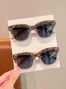 2 Pcs/Set New Baby Girls Boys Cute Leopard Asymmetric Square Kids Children Fashion Glasses Eyewear, Card Only Show, Don't Shipping - Multicolor - View 10