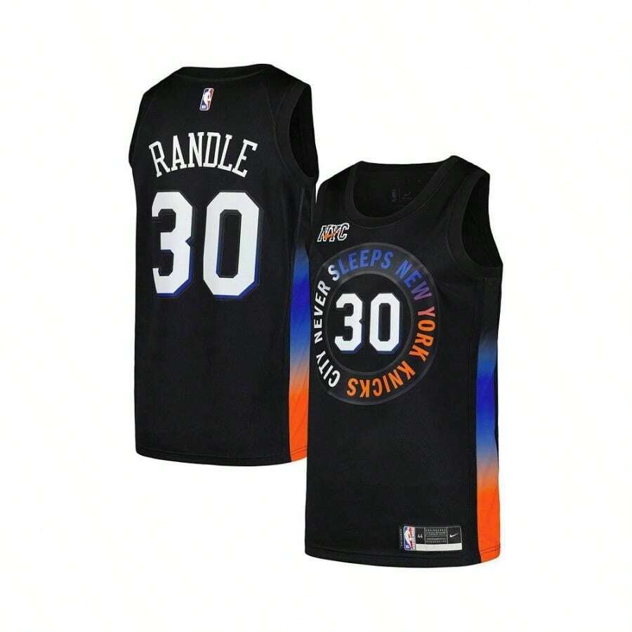 Nike Áo đấu cầu thủ Swingman màu đen của đội New York Knicks dành cho nam của Boyfriend Style Julius Randle - Phiên bản thành phố - màu đen - Xem 1