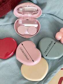 1入紅粉藍黃護理盒，可愛的眼護理伴侶，可愛的糖果心形隱形鏡盒 - 紅色 - 查看 3