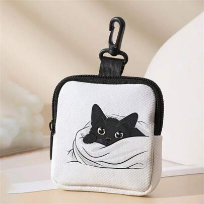 猫图案拉链零钱包，轻便货币，现金身份证，信用卡，便携式零钱包，小钱包，杂项储物袋，时尚现代旅行，生日礼物，周年纪念情人节，情人节，女性和女性礼品袋，教师礼物返校，学校用品，商店返校，教室，贝壳
