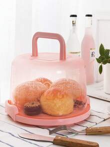 Fashionable Transparent Cake Box With Lid, Dustproof, Anti-Odor, For Cake Preservation And Storage, 7-Cup Size - Pink - View 7