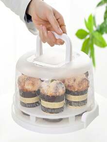 Fashionable Transparent Cake Box With Lid, Dustproof, Anti-Odor, For Cake Preservation And Storage, 7-Cup Size - Pink - View 2