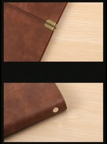 復古A6軟皮筆記本，配有人造皮革帶扣，空白手工紙裝訂日記人造皮革筆記本 - 彩色 - 查看 5