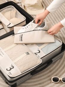 Travel Packing Organizer Bag For Suitcase, Clothes Storage Bag, Portable Underwear Organizer Bag, Multi-Functional And Large Capacity Travel Packing Organizer Set For Clothes, Shoes And Travel Accessories - Beige - View 20