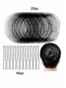Set de 60 piezas de redecillas para el cabello de asistente de vuelo, cubierta invisible de redecilla para el bollo del cabello para peinados de baile profesionales de mujeres - Multicolor - Ver 15