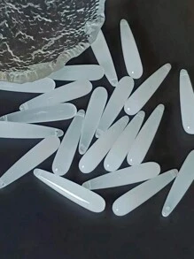 20pcs Fashionable Vintage Resin-Like Long Teardrop Beads With Pierced Holes DIY Earrings & Tassel Necklace Jewelry Accessories - Imitation Jade Teardrop Shaped Perforated Loose Beads - View 18