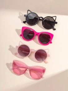 4pcs Kids Cute Cat Eye Fashion Glasses - Multicolor - View 1