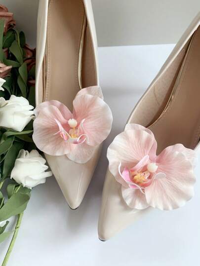 1 par (2 piezas) Accesorios de zapatos removibles DIY, decoraciones de zapatos con diseño de flor de iris elegante y de moda, adecuado para tacones altos, sandalias y tacones de mujer en colores blanco, lila claro, rosa claro y verde claro, perfecto para zapatos de novia, boda, baile de graduación y fiesta