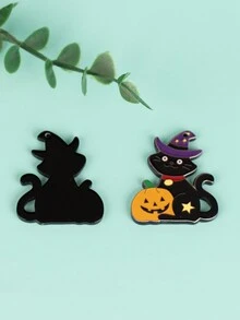 6pcs Acrylic Pumpkin Cat Pendant DIY Jewelry Making Accessory Suitable For Necklace, Earrings, Keychains, Bag Decoration, Halloween Jewelry Decor - Pumpkin Cat - View 4