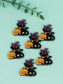 6pcs Acrylic Pumpkin Cat Pendant DIY Jewelry Making Accessory Suitable For Necklace, Earrings, Keychains, Bag Decoration, Halloween Jewelry Decor - Pumpkin Cat - View 3