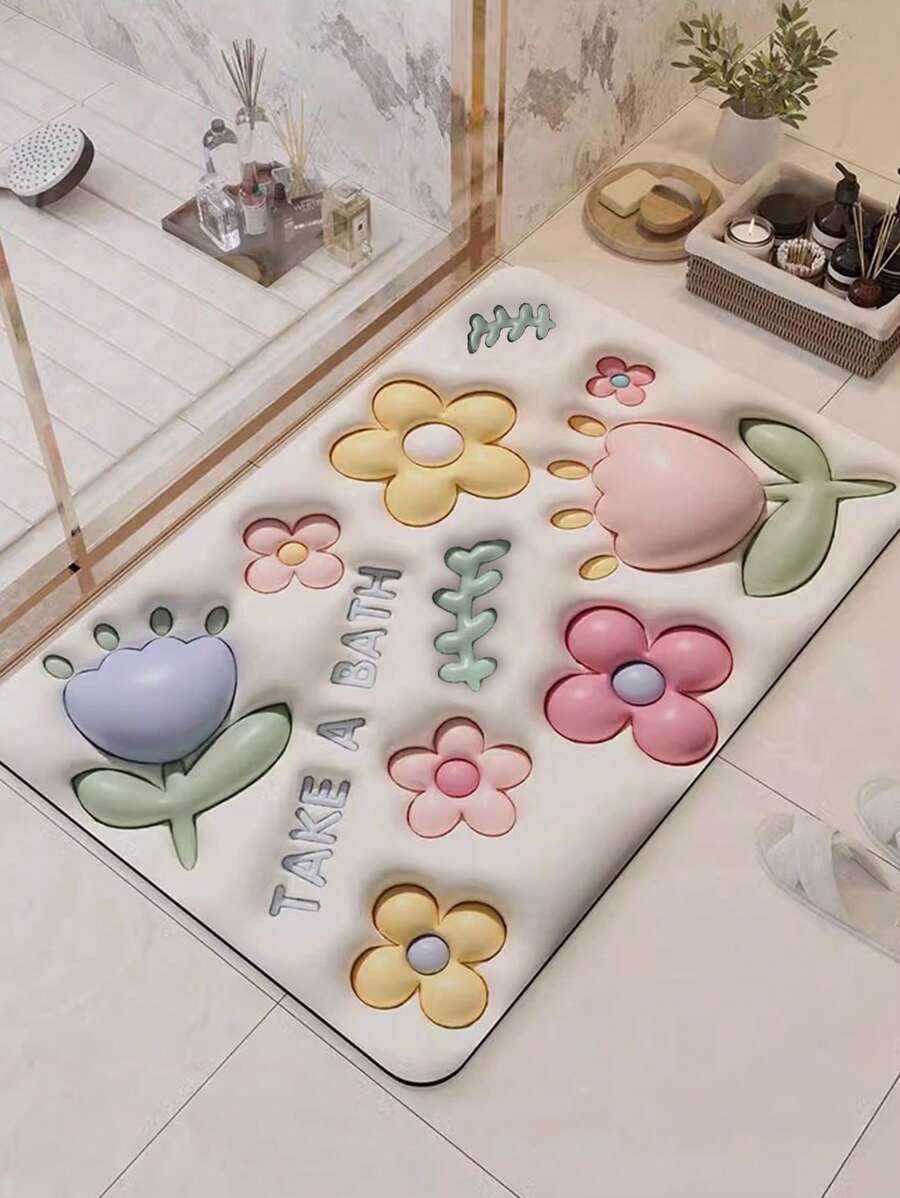 Tapete piso antideslizante con vista 3d suave alfombra absorbente antiderrapante para entrada y baño 60x40 cm - Multicolor - Ver 1