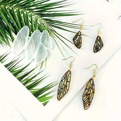 1 Khuôn Silicon Cánh Chuồn Chuồn Để Làm Đồ Trang Sức Bằng Nhựa-Bông Tai Và Mặt Dây Chuyền Cánh Côn Trùng Tự Làm Khuôn Đúc Có Lỗ-Dễ Sử Dụng Và Bền