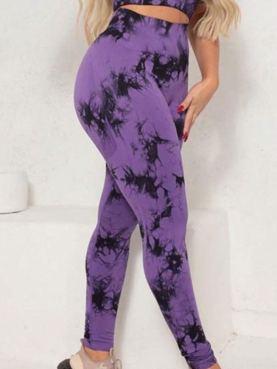Women Sports Leggings - Red Violet - View 1