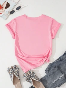 Casual Short-Sleeved Round Neck T-Shirt With English Alphabet Print