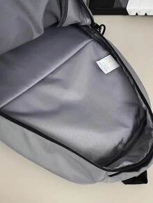 New Simple Style Men's Backpack, Versatile For Daily Use, Suitable For Junior And Senior High School And College Students, Casual Short-Distance Travel Bag With Laptop Compartment School Backpack Back To School Commute Book Bag Large Capacity School Bag For Books - Grey - View 5