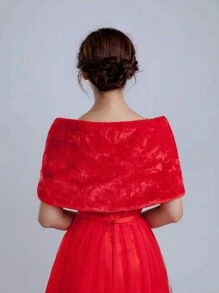 1 件女士串珠毛绒斗篷披肩上衣，适合婚礼、派对、摄影拍摄，保暖毛绒披肩 - 彩色 - 查看 7